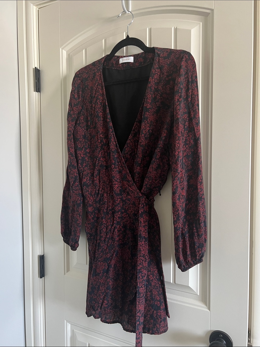 3 for $20 Floral Burgundy Black Wrap Dress made in France